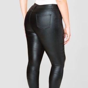 Ashley Stewart Black Faux Leather Pants 